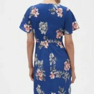 Banana Republic Factory Blue Floral Wrap Dress